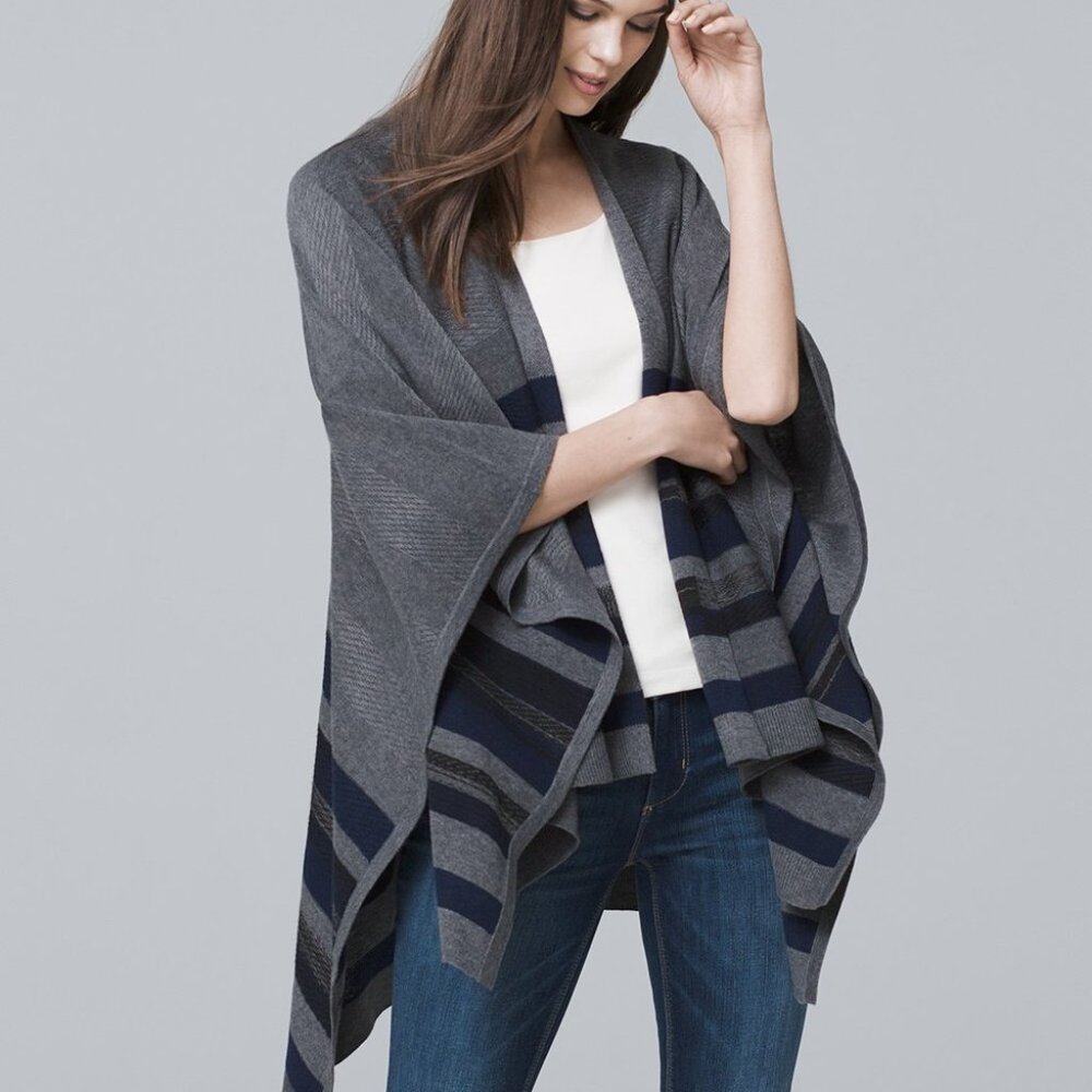 White House Black Market Colorblock Stripe Ruana